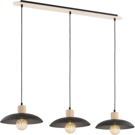 Sospensione Nordica Kobe 3 Luci In Legno E Acciaio Nero (1/5)