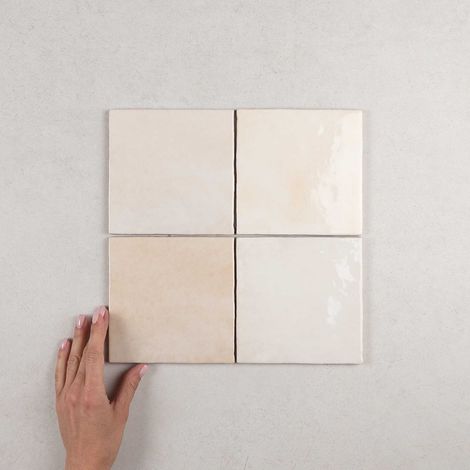Carrelage effet zellige 13,2x13,2 cm – Pâte blanche – 1m² – Pour cuisine et salle de bain – Facilité d'entretien – Equipe