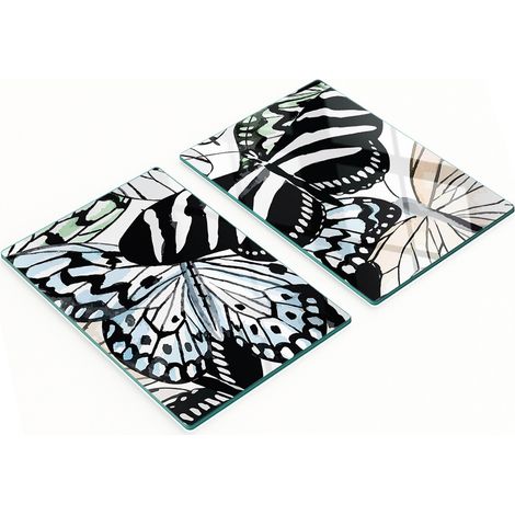 Tablas decorativas de cristal para cortar y servir con dise帽o de mariposa y flor, 2x40x52 cm.