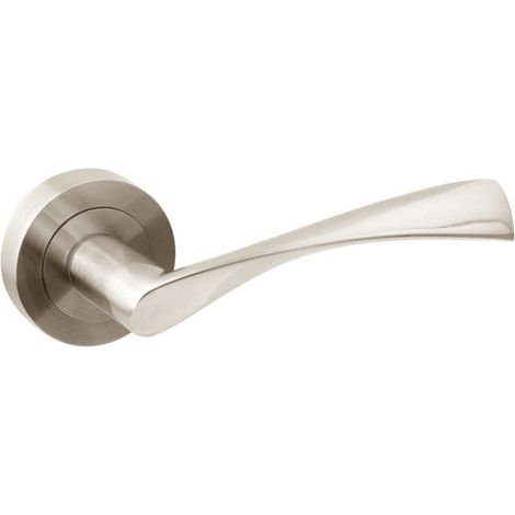 Poignée de porte intérieur, ensemble de poignées de porte avec rosace D.50 mm, Aluminium, Nickel satiné. (1/5)