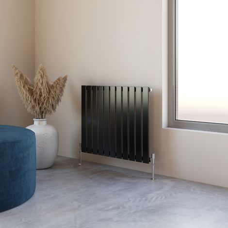 Acezanble 600x748mm Single Black Horizontal Flat Panel Central Heating Designer Radiator