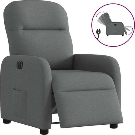 Fauteuil inclinable électrique en tissu, réglable en hauteur et inclinaison, gris foncé, pour salon ou bureau – confort ergonomique, support lombaire intégré (1/5)