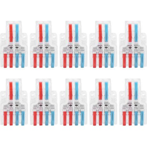 Lot de 10 borniers à vis 2 entrées/4 sorties, connecteurs électriques à câblage rapide, couleur LT-422 (1/5)