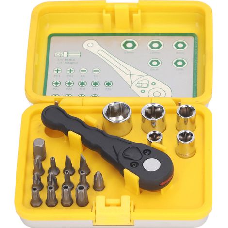 20-teiliges Steckschlüssel-Schraubendreher-Set mit Ratschenbits, Werkzeugkasten und multifunktionalem Heimwerker-Set (1/5)