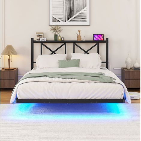 Cama metálica LED 120x200 con enchufe y USB DESVIAE (1/5)