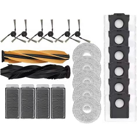 Un kit de remplacement de 22 pièces compatible avec l'aspirateur robot X50 Ultra / S40 Enhanced, comprenant des brosses, des filtres, des serpillères et des sacs à poussière. (1/5)