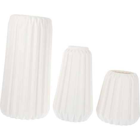 Ensemble de 3 vases en céramique, vases blancs de style scandinave pour la décoration intérieure, centre de table, bureau de chambre, étagère, joli vase bohème pour une maison de campagne, une entrée,