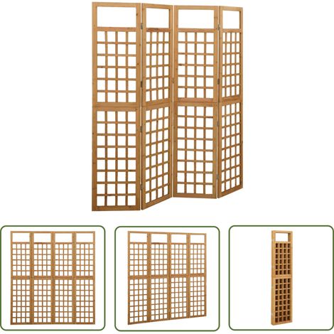 Cloison amovible 4 panneaux en bois de sapin massif 161x180cm – Treillis pour plantes grimpantes – Séparateur de pièce extérieur (1/5)