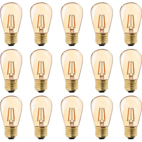 LED E27 Vintage Ampoule, ST45 Faciles à 1W=10W Ampoules à Incandescence, Super Blanc Chaud 2200 K E27 Medium Base Ampoule Lampe de Chevet, Doré en Verre, Non Dimable, Lot de 15 [Classe énergétique G]