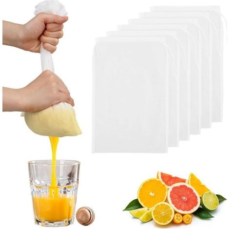 Lot de 6 sacs filtrants réutilisables - Adaptés aux boissons maison - 30 x 20 cm (1/5)