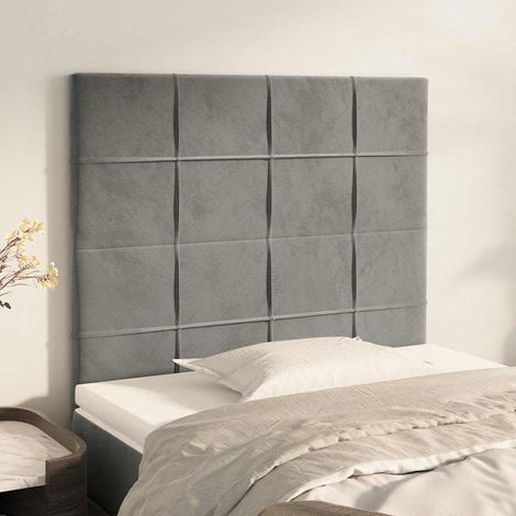 vidaXL Tête de lit Gris clair 80x5x118/128 cm Velours (1/5)