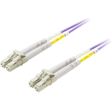 Jarretière fibre optique OM4, LC-LC, 50/125, duplex, multimode, 2 m, pour liaison et raccordement de réseau fibre optique (1/2)