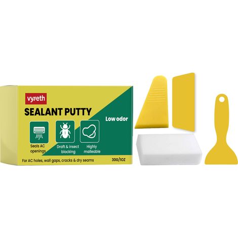 Mastic Vyreth, mastic imperméable portable pour usage domestique, réparation des fissures dans les murs et les sols, 30 g x 1, 3 raclettes (1/5)