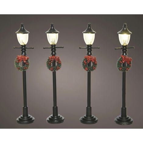 Lumineo LED Lampe batteriebetrieben mit Kranz Kunststoff 10 cm warmweiß schwarz Dekofigur