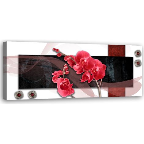 Tableau sur toile Abstraction orchidée rouge 90x30 (1/5)