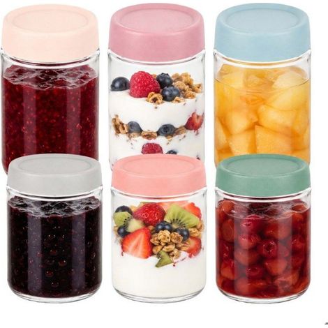 Bocal À Conserve - Verre Transparent - Couvercle Twist-Off Hermétique - 350 ml et 400 ml - Lot de 6 (1/5)
