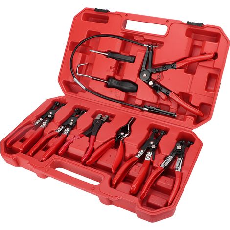 Kit 9 pièces pinces colliers durites flexibles verrouillables pour installation tuyaux fuel huile eau auto (1/5)