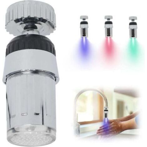 Dreifarbige LED-beleuchtete Armatur, 360°-Drehung, Bewegungssensor, Temperaturanzeige, weiß (1/4)