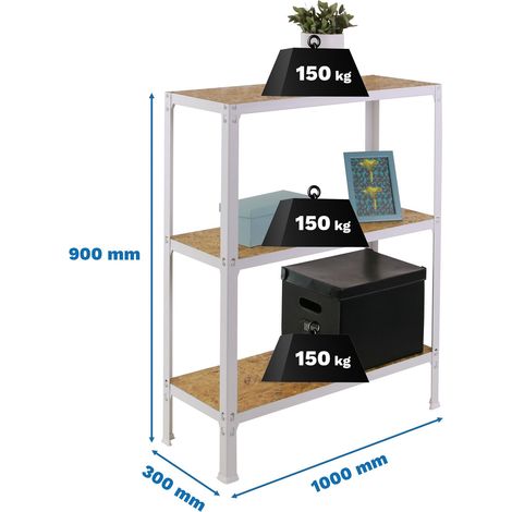Simonrack Scaffale OSB bianco con 3 ripiani regolabili