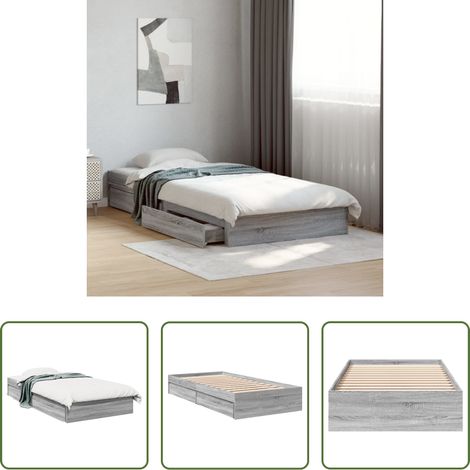 vidaXL Schubladenbett -  Bettgestell mit Schubladen Grau Sonoma 100x200 cm Holzwerkstoff (1/5)
