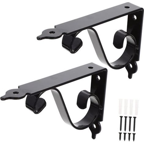 2 set di staffe da parete triangolari nere, staffe angolari in ferro spesso, staffe robuste per mensole per casa e ufficio (1/5)