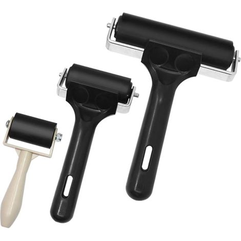 Lot de 3 rouleaux à colle en caoutchouc pour tampon encreur, peinture, impression, papier peint et loisirs créatifs (3,5 cm, 6 cm et 10 cm)
