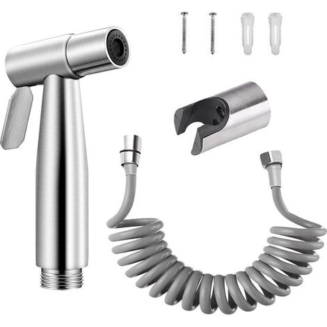 Conjunto de bidé con ducha de mano de acero inoxidable - Cabezal de ducha ajustable para el inodoro y la higiene personal (1/5)