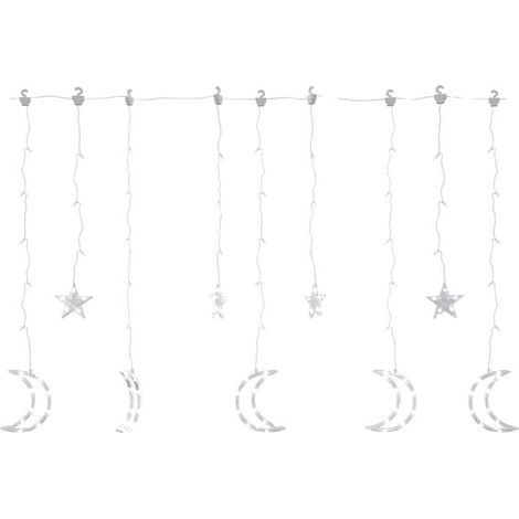 Guirlande lumineuse avec motif d'étoiles et de lune, avec télécommande, 138 LED. (1/5)