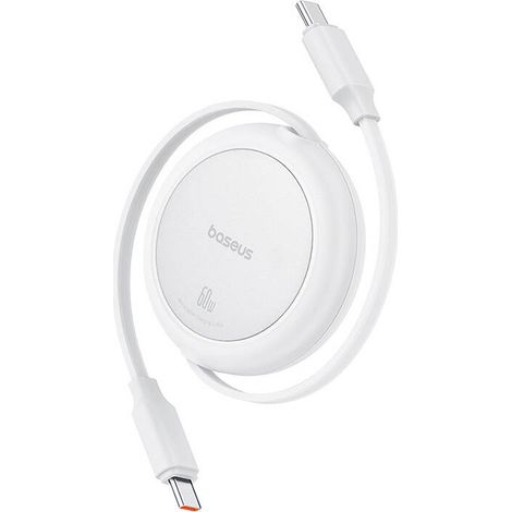 Cable Baseus Free2Pull Mini USB-C a USB-C, 60 W, 1 unidad (blanco) (1/5)