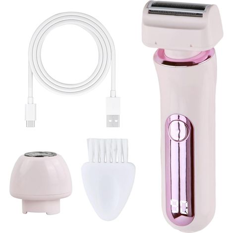 2 en 1 Rasoir Electrique Femme, Dual Head, Humide et Sèche, Coupe Poils Visage Aisselles Jambes, Tondeuse Bikini Intime Femme, Indolore, Epilateur Maillot Rasoir Électrique Femmes Partie Intime (1/5)