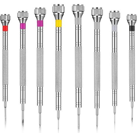 Jeu de 8 tournevis de précision - tournevis de bijoutier - jeu de tournevis pour la réparation de montres (0-6-1-6 mm) - micro-tournevis adapté à la réparation de montres, de lunettes, de bijoux et à (1/5)