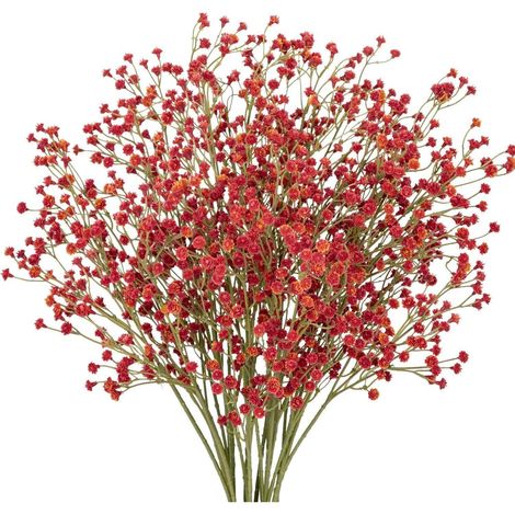 10x Künstliches Schleierkraut Rot, 60cm, Wetterfest, Deko für Hochzeit & Party (1/5)