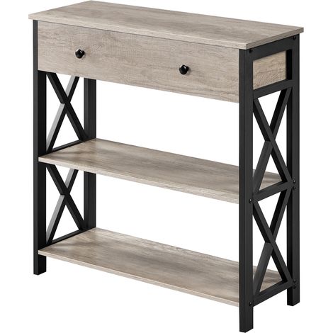 Yaheetech Tavolo Consolle da Ingresso Tavolino con 2 Cassetti Mobiletto da Soggiorno Tavolino Corridoio Grigio 30 x 80 x 80 cm (1/5)