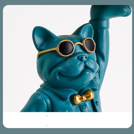 Schweine-Aufbewahrungstablett-Statue, Bulldoggen-Schreibtischaufkleber, Kunstharzskulptur für Verandadekoration, Grün (1/4)