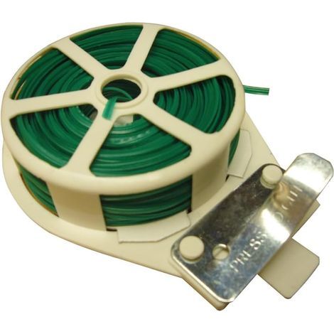 - Filo rivestito in plastica - Accessorio da giardinaggio - Sistema di taglio integrato - Per legare piante e piante rampicanti - Verde - 20 m