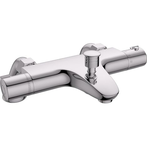 Mitigeur Baignoire Thermostatique,Robinet de baignoire avec arrêt de sécurité à 38°C,Chromé (1/5)