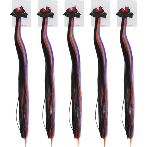 Set mit 5 farbigen Haarverlängerungen, dekorative Halloween-Accessoires für Mädchen und Frauen, schwarze Fledermaus (1/5)