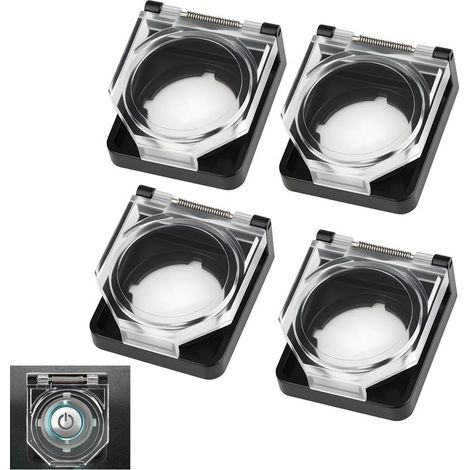 Lot de 4 Couvercles de Protection pour Boutons, Couvercles Étanches et Antipoussière pour Interrupteur d'Alimentation de 22 mm, Protection PC, Transparent (4 Pièces) (1/5)