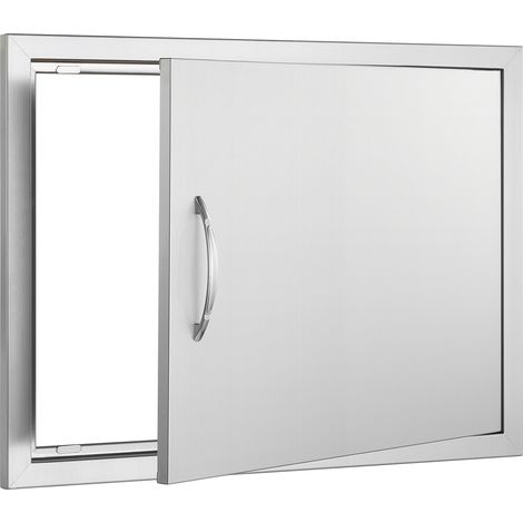 Mophorn Porte d'accès pour barbecue , porte de cuisine extérieure simple 685 x 508 mm. Montage encastré en acier inoxydable. Mur vertical avec poignée pour îlot de barbecue et station de grillades