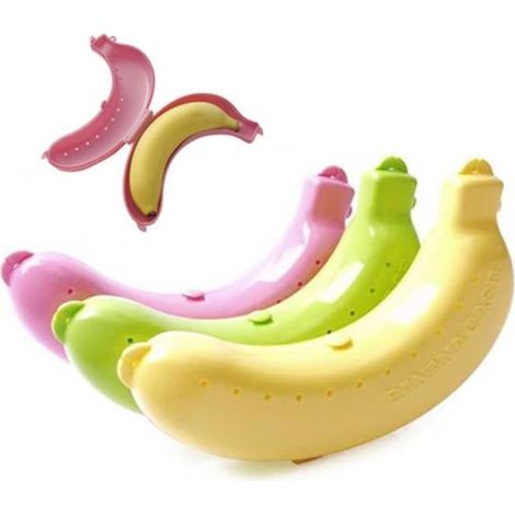 Cajas para almacenar fruta, cajas protectoras para plátanos, soportes para cajas de plátanos, cajas de almacenamiento con forma de plátano, paquete de 3 (1/4)