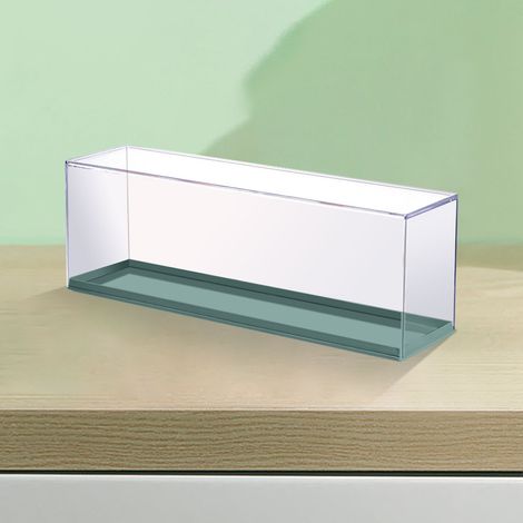 Vitrine à jouets en plastique transparent, pliable et facile à monter, couleur bleu paon, idéale pour les garçons et les filles. (1/5)