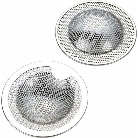 Lot de 2 petits tamis d'évier en acier inoxydable(petit)(S) - Idéal pour évier de cuisine, évier, douche, baignoire (1/4)