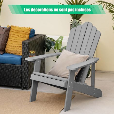 Fauteuil de Jardin Adirondack en HIPS Bois Massif Imperméable avec Porte-Gobelet Charge 170KG pour Piscine Terrasse Gris (1/3)