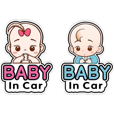 Autocollant Voiture Bébé à Bord, 2 Paires Panneau Signalétique Amovible, Décor Fenêtre Rigolote, Sécurité Enfant, Adhésif Auto Réutilisable (1/5)