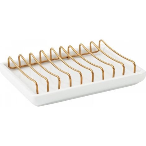 Récipient à Savon Ceramique en Acier Inoxydable Bar Compteur de Salle de Bain SOAP Distributeur boîte boîte à Vaisselle Boîte de Plateau Toilette Creative Drain Rack (1/5)