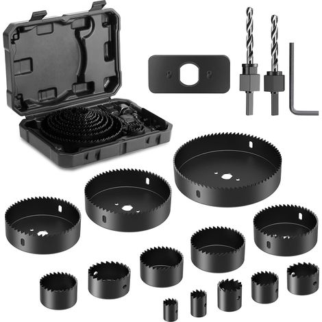 Scie Cloche Bois, 19pcs Coffret Scie Cloche Circulaires, Diamètre 19-127 mm, Perceuse idéale pour les Planches en Bois Minces, les Plaques en PVC et en Plastique (1/5)