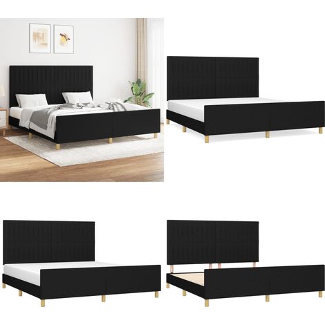 Bettgestell ohne Matratze Schwarz 160x200 cm Stoff - Bettsystem - Doppelbett - Boxspringbetten - Lattenrost - Schlafzimmermöbel - Home & Living (1/5)