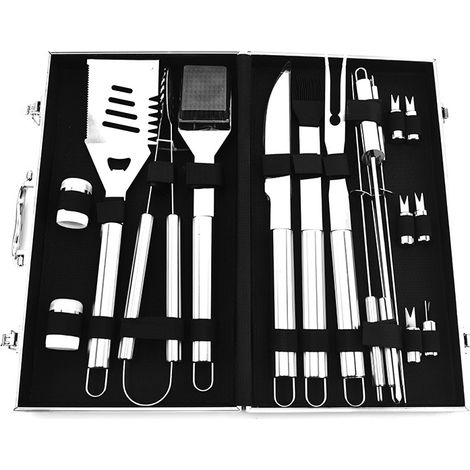 Set Barbecue Accessoire Acier Inoxydable - Barbecue Ensemble d'outils pour Barbecue 18 Pièces (1/4)