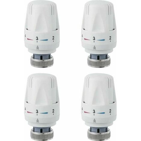 Tête De Radiateur, 4 Pièces Tête De Vanne De Radiateur, M30 X 1.5 Robinet Thermostatique Radiateur, Tête Thermostatique Pour Lavabo Salle De Bain Wc (1/5)