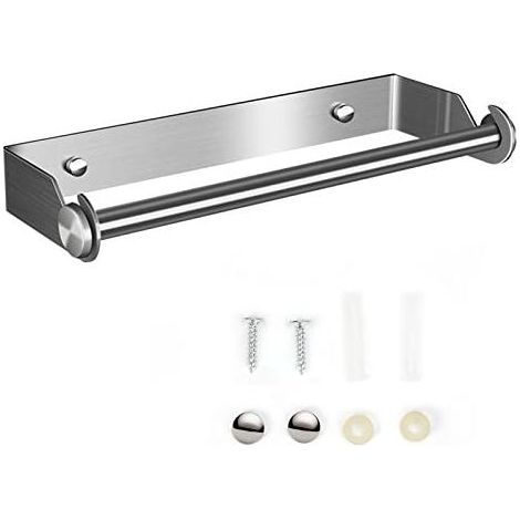 Support Mural pour Essuie-tout et Film Aluminium, Distributeur de Papier Absorbant et Alu Ménager, Porte-Rouleau Multifonction en Acier Inoxydable Argenté pour Cuisine (1/3)